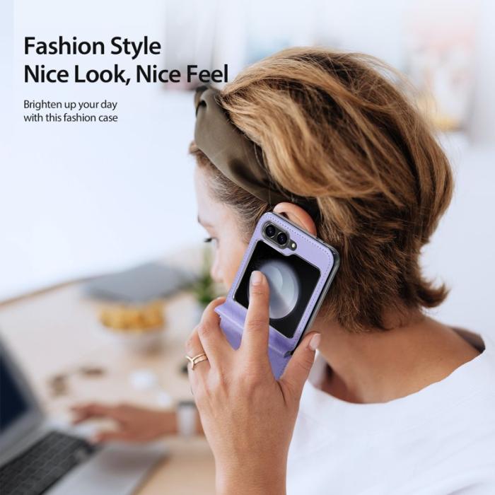 Dux Ducis - DUX DUCIS Bril Series Fodral för Samsung Galaxy Z Flip7 FE 5G - Läder+PC - Lila