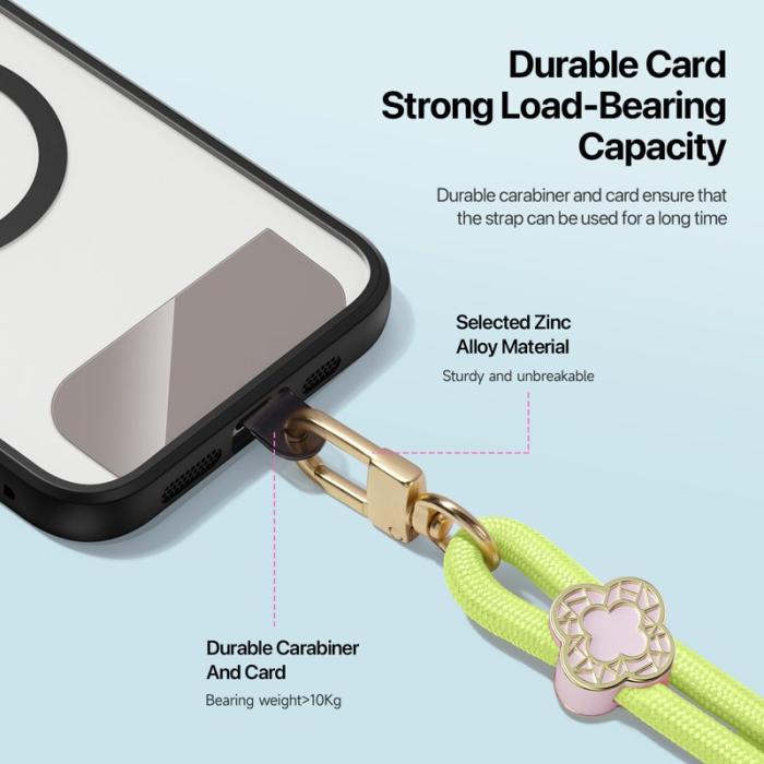 Dux Ducis - DUX DUCIS Garden Series Phone Lanyard - Justerbar - Äkta läder - Grön Gul