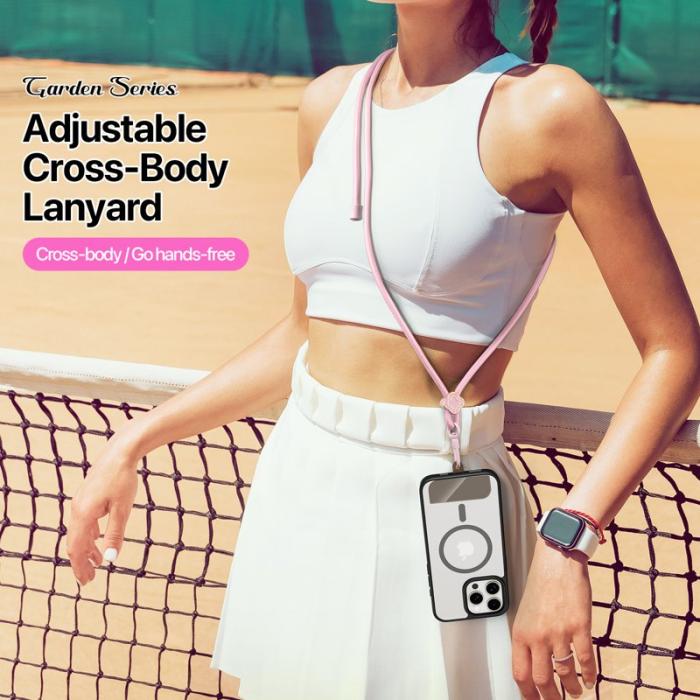 Dux Ducis - DUX DUCIS Garden Series Phone Lanyard - Justerbar - Äkta läder - Ljusrosa