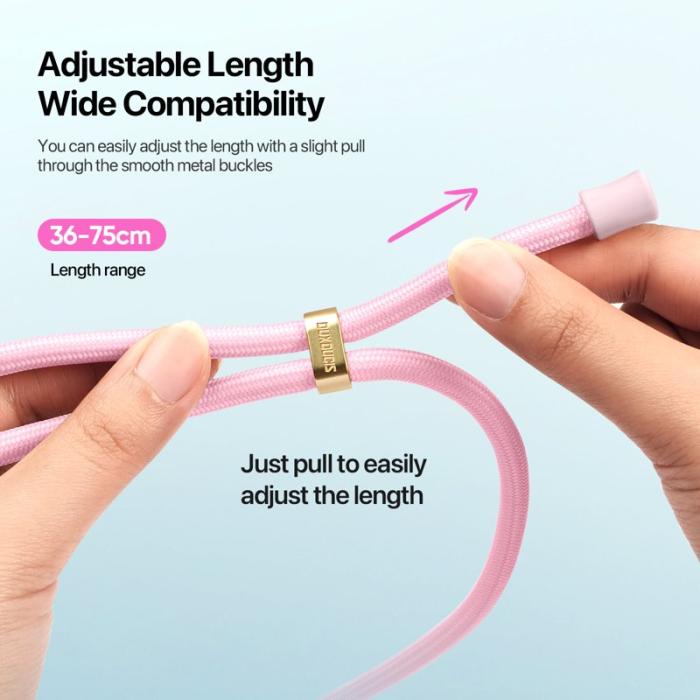 Dux Ducis - DUX DUCIS Garden Series Phone Lanyard - Justerbar - Äkta läder - Ljusrosa