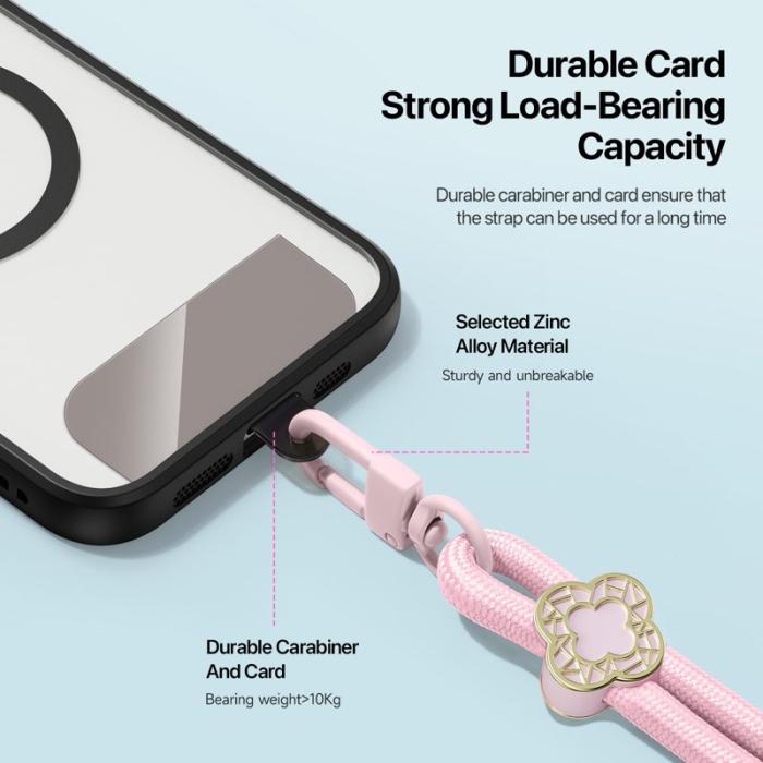 Dux Ducis - DUX DUCIS Garden Series Phone Lanyard - Justerbar - Äkta läder - Ljusrosa
