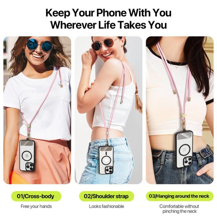 Dux Ducis - DUX DUCIS Garden Series Phone Lanyard - Justerbar Halsrem - Ljusrosa