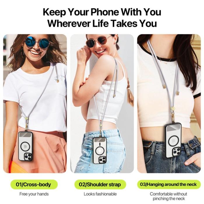 Dux Ducis - DUX DUCIS Garden Series Telefon Lanyard Justerbar Halsrem - Grå