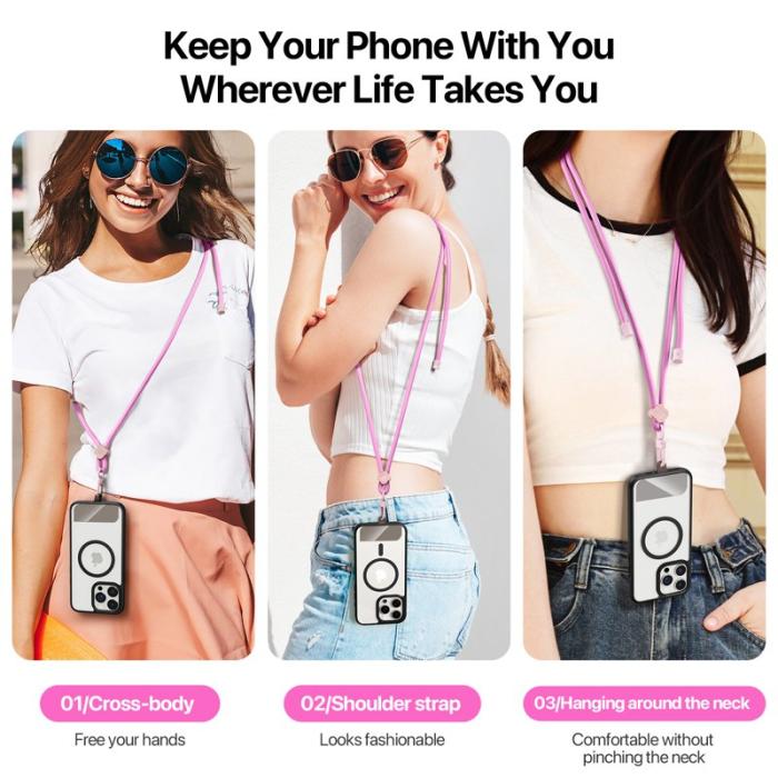 Dux Ducis - DUX DUCIS Garden Series Telefon Lanyard Justerbar Rem - Pink