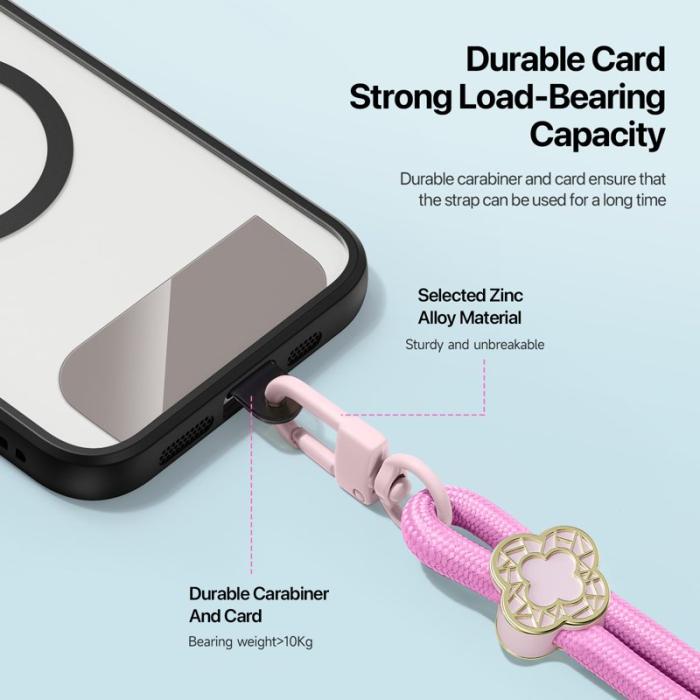 Dux Ducis - DUX DUCIS Garden Series Telefon Lanyard Justerbar Rem - Pink