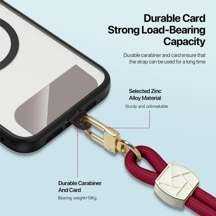 Dux Ducis - DUX DUCIS Garden Series Telefon Lanyard Justerbar Rem - Vinröd