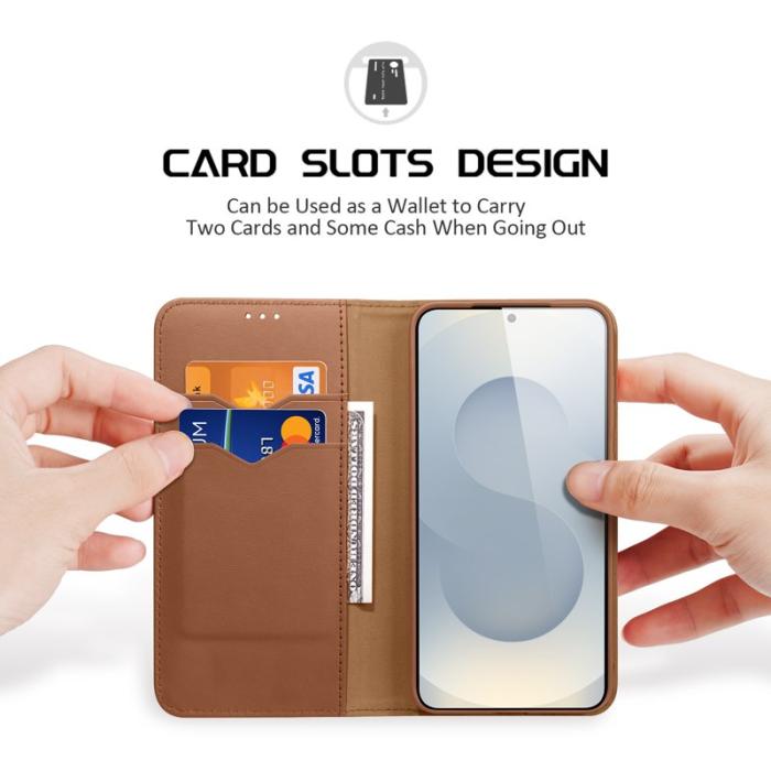 Dux Ducis - DUX DUCIS Hivo Fodral för Samsung Galaxy S25 Edge Äkta läder - Brun