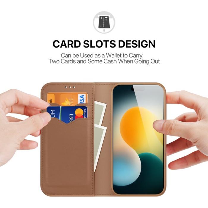 Dux Ducis - DUX DUCIS Hivo iPhone 17 Pro Max Plånboksfodral Äkta läder - Brun