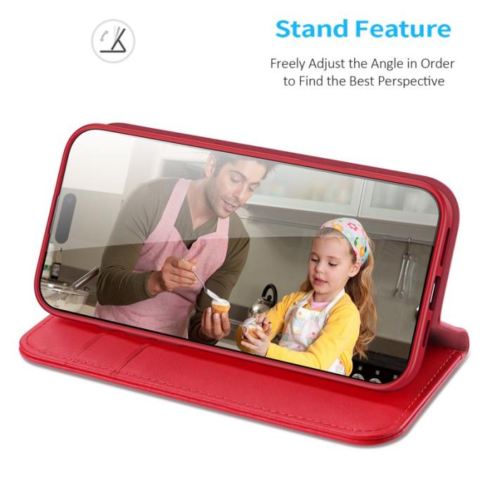 Dux Ducis - DUX DUCIS Hivo Series iPhone 16 Pro Max Fodral Äkta läder - Röd