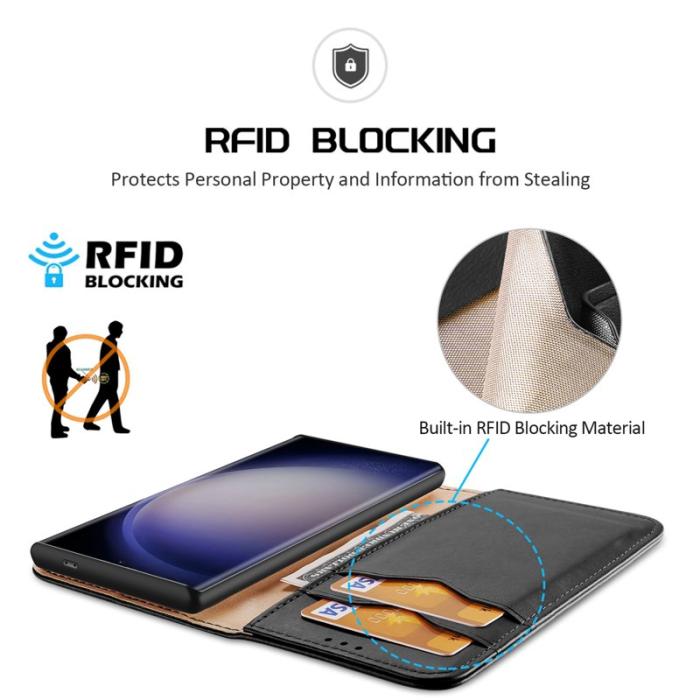 Dux Ducis - DUX DUCIS Hivo Series Samsung Galaxy S24 Ultra Fodral Äkta läder - Svart