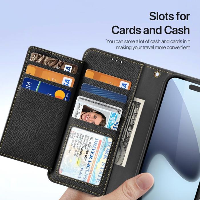 Dux Ducis - DUX DUCIS iPhone 17 Pro Plånboksfodral Lawa Series Äkta läder - Svart