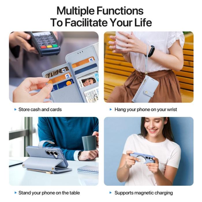 Dux Ducis - DUX DUCIS Lawa Fodral för Samsung Galaxy S25+ - Äkta läder - Ljusblå