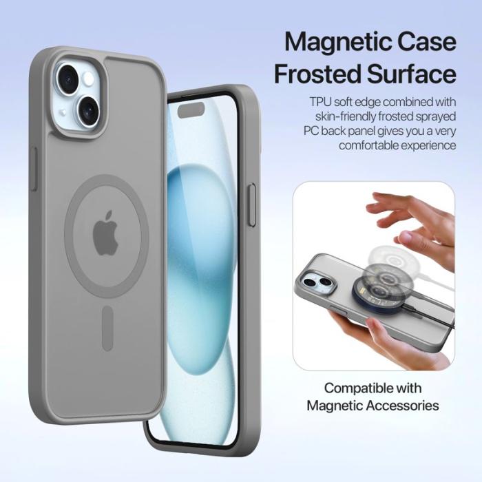 Dux Ducis - DUX DUCIS Lawa iPhone 15 Plus Fodral Äkta läder - Grå