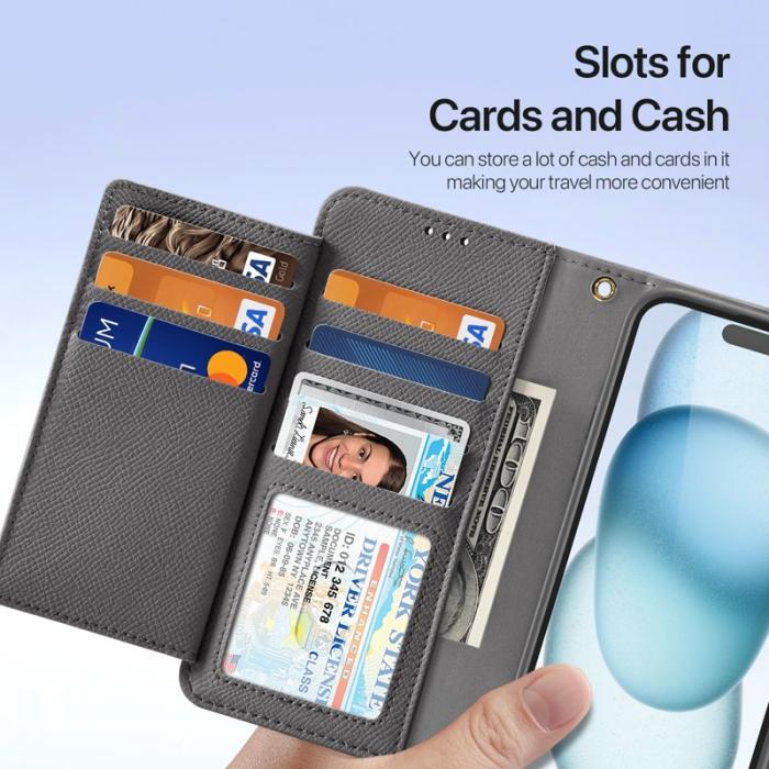 Dux Ducis - DUX DUCIS Lawa iPhone 15 Plus Fodral Äkta läder - Grå