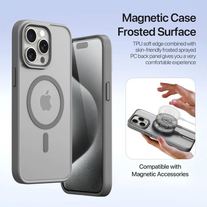 Dux Ducis - DUX DUCIS Lawa iPhone 15 Pro Max Fodral Äkta läder - Grå