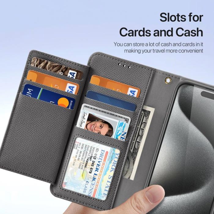 Dux Ducis - DUX DUCIS Lawa iPhone 15 Pro Max Fodral Äkta läder - Grå