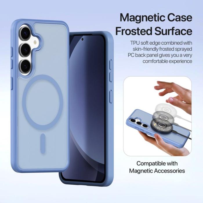 Dux Ducis - DUX DUCIS Lawa Series Fodral för Samsung Galaxy S25 - Äkta läder - Ljusblå