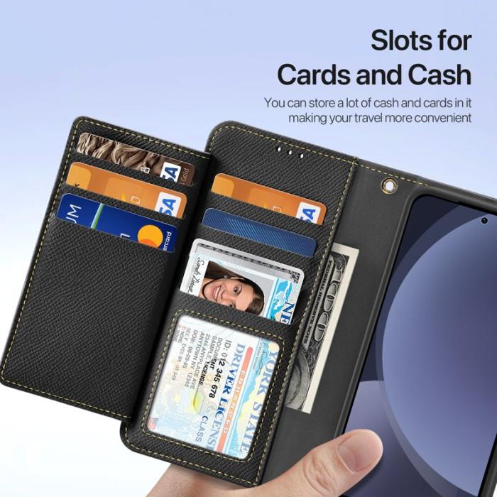 Dux Ducis - DUX DUCIS Lawa Series Fodral för Samsung Galaxy S25+ - Äkta läder - Svart