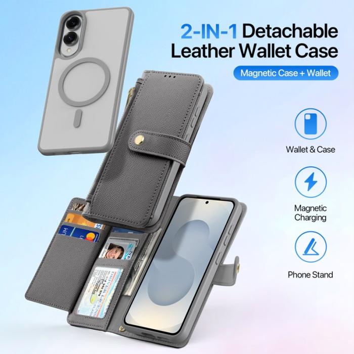 Dux Ducis - DUX DUCIS Äkta Läder Plånboksfodral för Samsung Galaxy S25 Edge - Grå