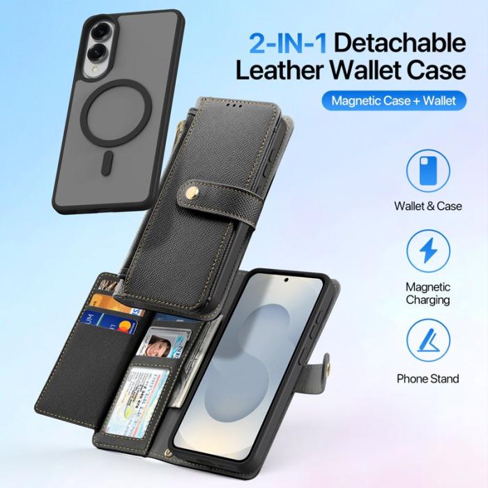 Dux Ducis - DUX DUCIS Äkta Läder Plånboksfodral för Samsung Galaxy S25 Edge - Svart