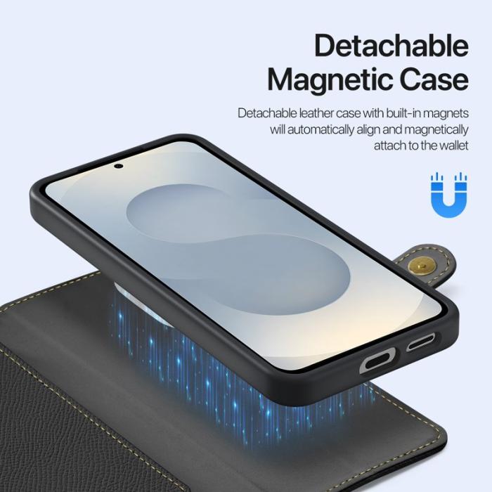 Dux Ducis - DUX DUCIS Äkta Läder Plånboksfodral för Samsung Galaxy S25 Edge - Svart