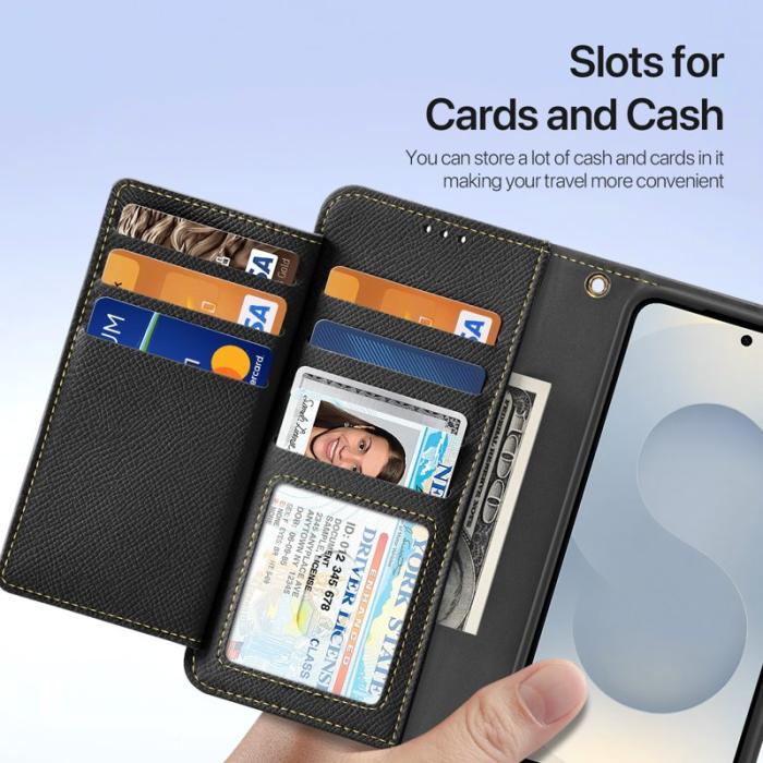 Dux Ducis - DUX DUCIS Äkta Läder Plånboksfodral för Samsung Galaxy S25 Edge - Svart