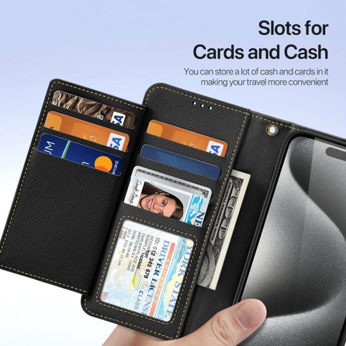 Dux Ducis - DUX DUCIS Lawa Series Fodral iPhone 15 Pro Äkta läder - Svart