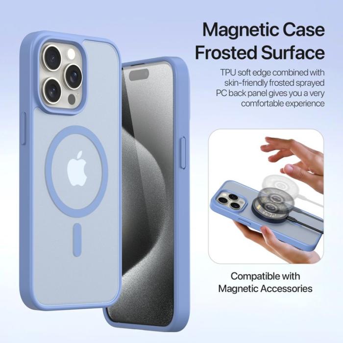 Dux Ducis - DUX DUCIS Lawa Series Fodral iPhone 15 Pro Max - Äkta läder - Ljusblå