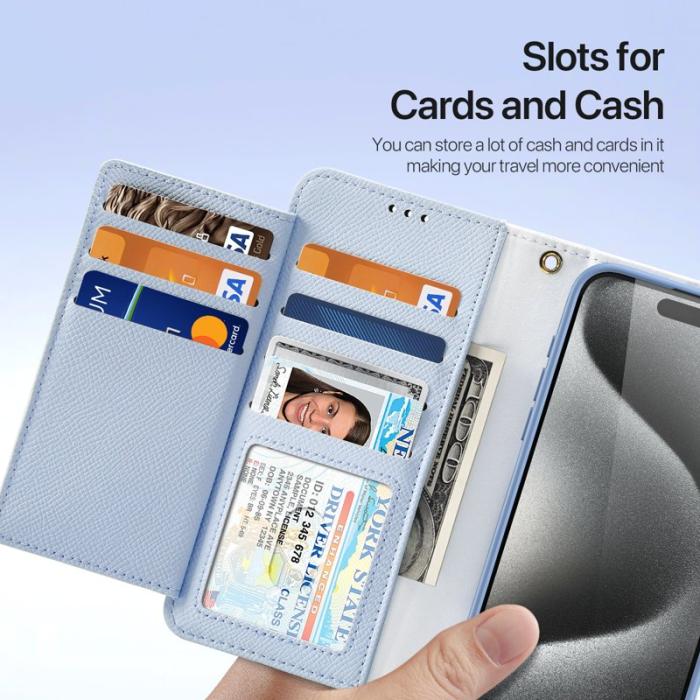 Dux Ducis - DUX DUCIS Lawa Series Fodral iPhone 15 Pro Max - Äkta läder - Ljusblå