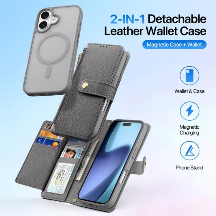 Dux Ducis - DUX DUCIS Lawa Series Fodral iPhone 17 - Äkta läder - Grå