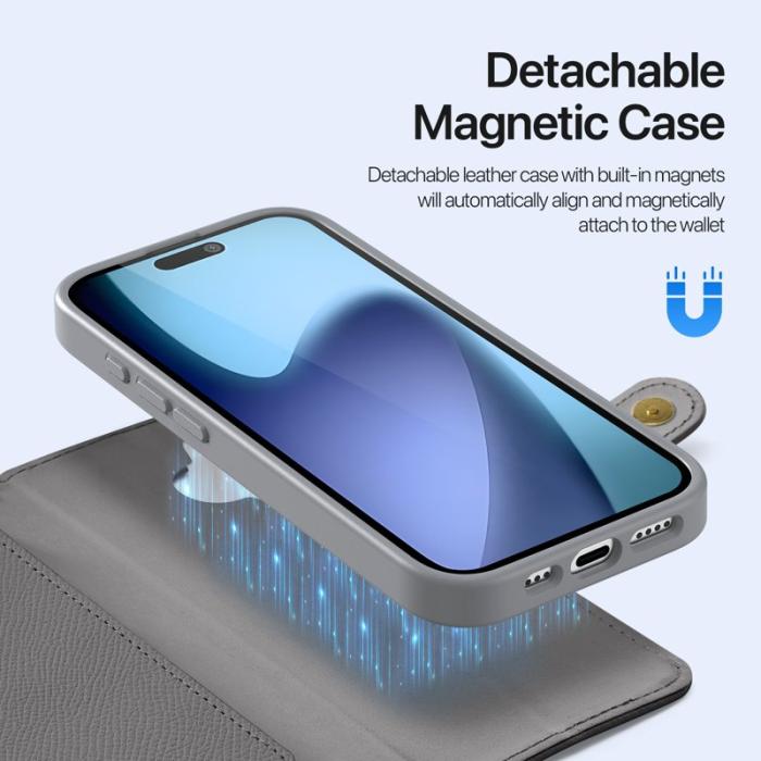 Dux Ducis - DUX DUCIS Lawa Series Fodral iPhone 17 - Äkta läder - Grå