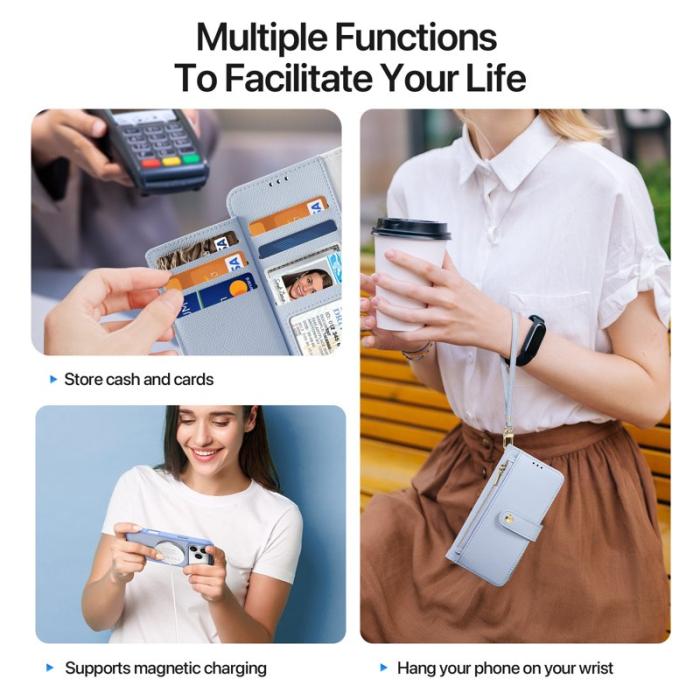 Dux Ducis - DUX DUCIS Lawa Series Fodral iPhone 17 Pro - Äkta läder - Ljusblå