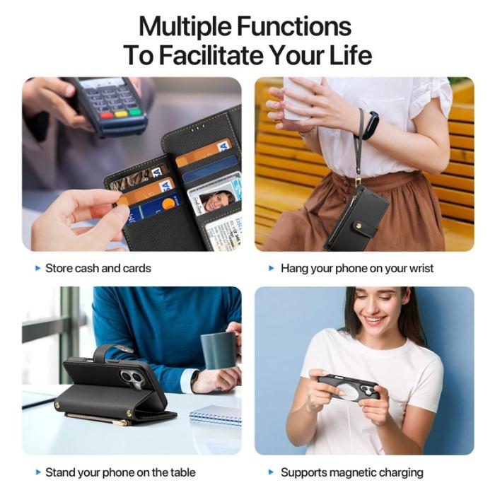 Dux Ducis - DUX DUCIS Lawa Series iPhone 16 Plus Fodral Äkta läder - Svart