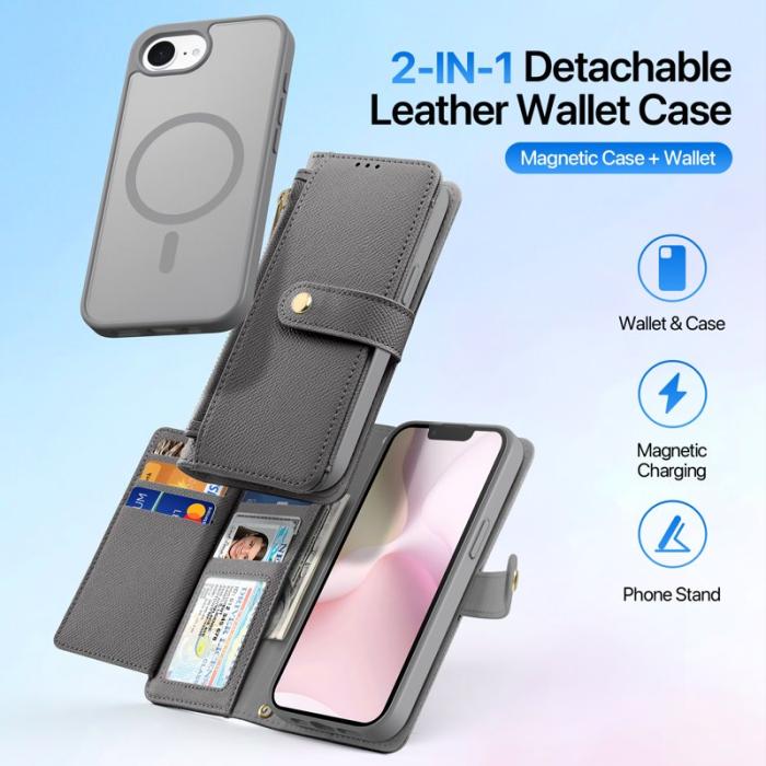 Dux Ducis - DUX DUCIS Lawa Series iPhone 16e Fodral Äkta läder - Grå