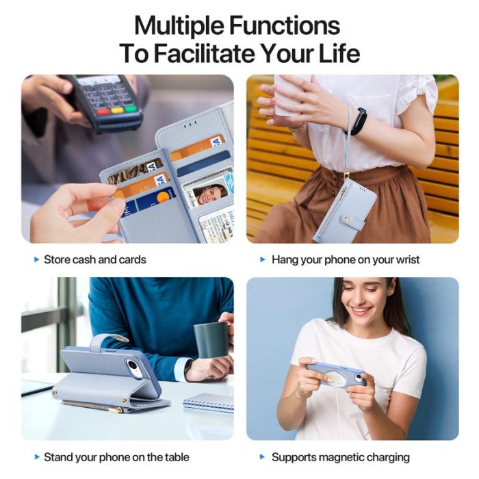 Dux Ducis - DUX DUCIS Lawa Series iPhone 16e Fodral - Äkta läder - Ljusblå