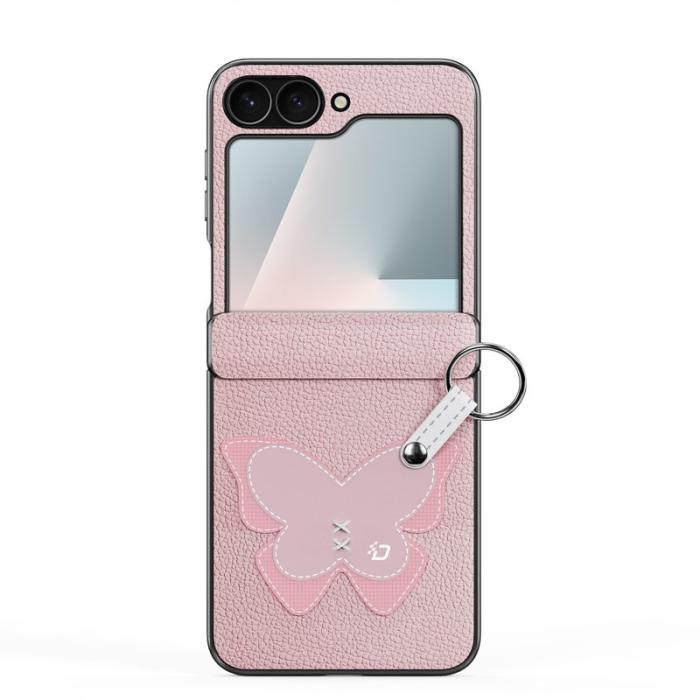 Dux Ducis - DUX DUCIS Fodral för Samsung Galaxy Z Flip6/7 - PU Läder - Pink-Butterfly