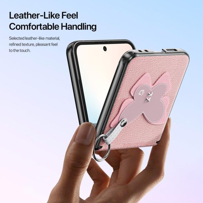 Dux Ducis - DUX DUCIS Fodral för Samsung Galaxy Z Flip6/7 - PU Läder - Pink-Butterfly