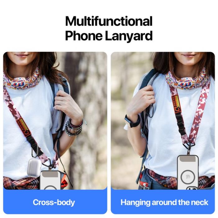 Dux Ducis - DUX DUCIS Outdoor Series Mobiltelefon Lanyard - Multifunktionell - Camo Pink