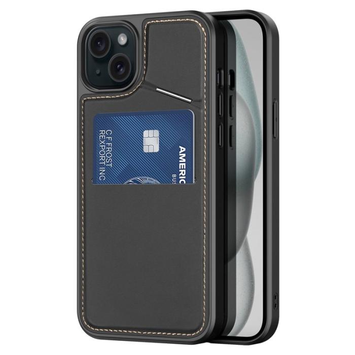 Dux Ducis - DUX DUCIS Rafi II för iPhone 15 Plus mobilskal med kortplats Konstläder - Svart