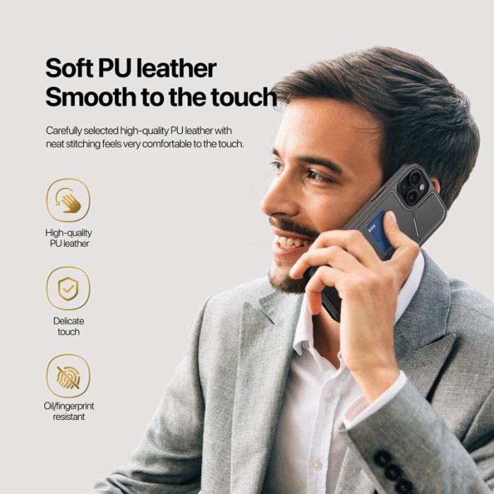 Dux Ducis - DUX DUCIS Rafi II för iPhone 15 Plus mobilskal med kortplats Konstläder - Svart