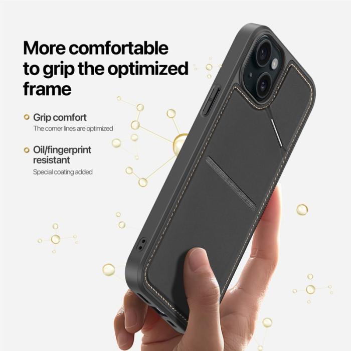 Dux Ducis - DUX DUCIS Rafi II för iPhone 15 Plus mobilskal med kortplats Konstläder - Svart