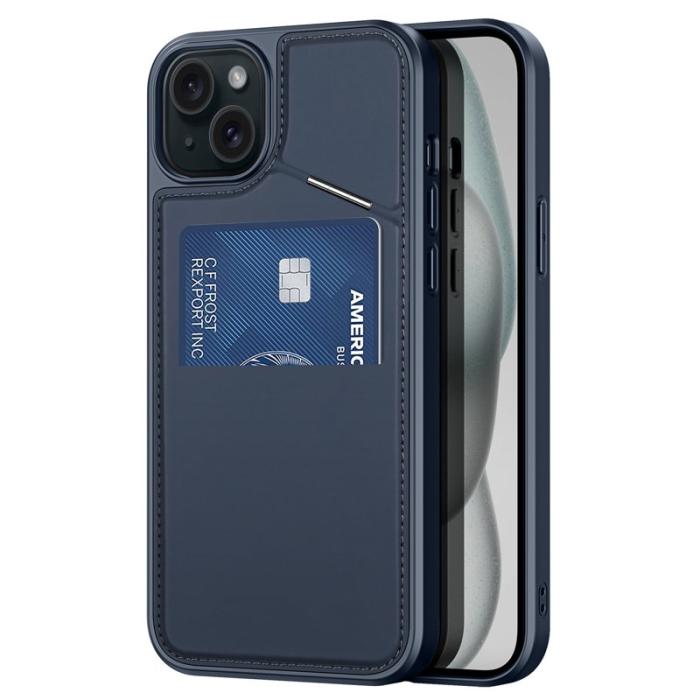 Dux Ducis - DUX DUCIS Rafi II för iPhone 15 Plus mobilskal med kortplats Konstläder - Blå