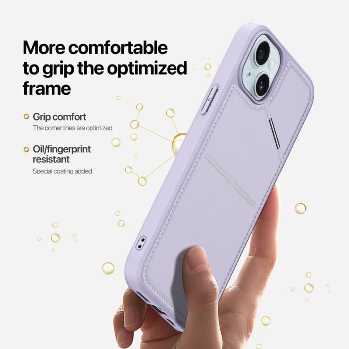 Dux Ducis - DUX DUCIS Rafi II för iPhone 15 Plus mobilskal med kortplats Konstläder - Lila