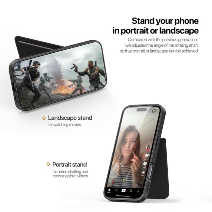 Dux Ducis - DUX DUCIS Rafi II för iPhone 16 mobilskal med kortplats Konstläder - Svart