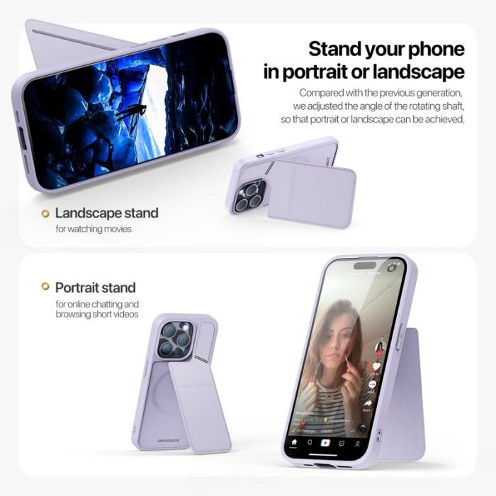 Dux Ducis - DUX DUCIS Rafi II iPhone 13 Pro mobilskal med kortplats Konstläder - Lila