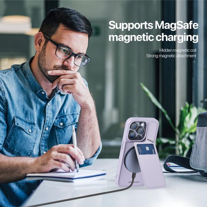 Dux Ducis - DUX DUCIS Rafi II iPhone 13 Pro mobilskal med kortplats Konstläder - Lila