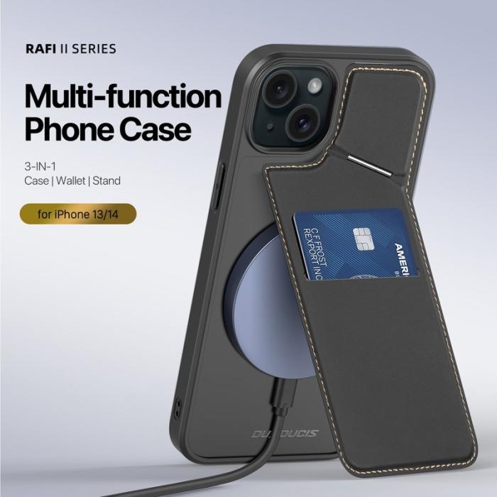 Dux Ducis - DUX DUCIS Rafi II iPhone 14/13 mobilskal med kortplats Konstläder - Svart