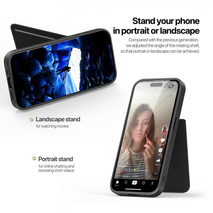 Dux Ducis - DUX DUCIS Rafi II iPhone 14/13 mobilskal med kortplats Konstläder - Svart