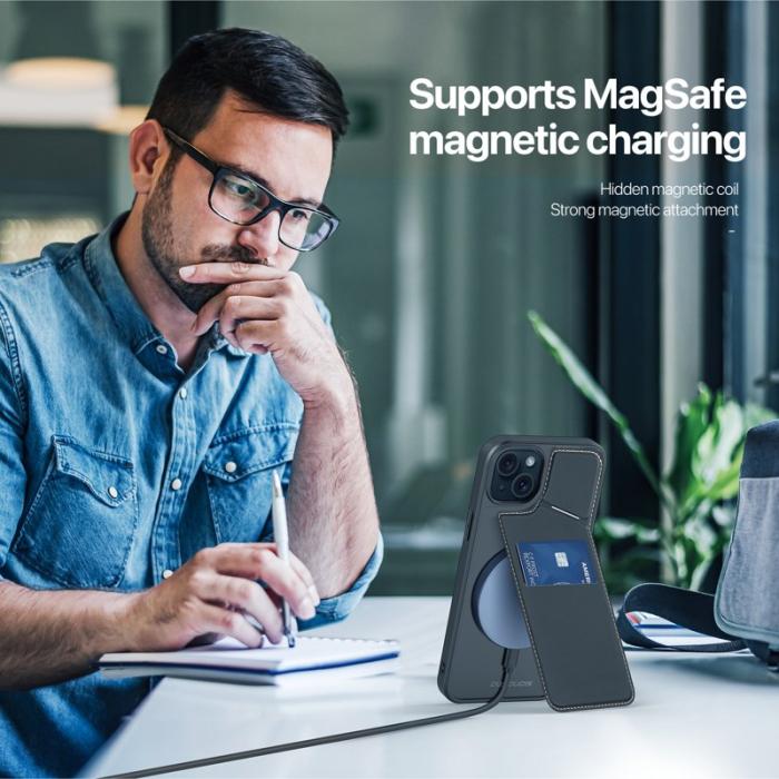 Dux Ducis - DUX DUCIS Rafi II iPhone 14/13 mobilskal med kortplats Konstläder - Svart