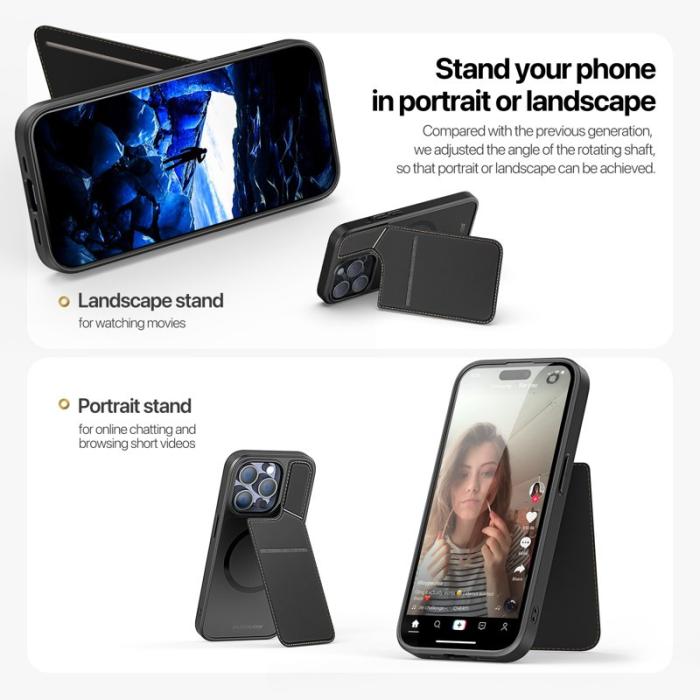 Dux Ducis - DUX DUCIS Rafi II iPhone 14 Pro Max mobilskal med kortplats Konstläder - Svart